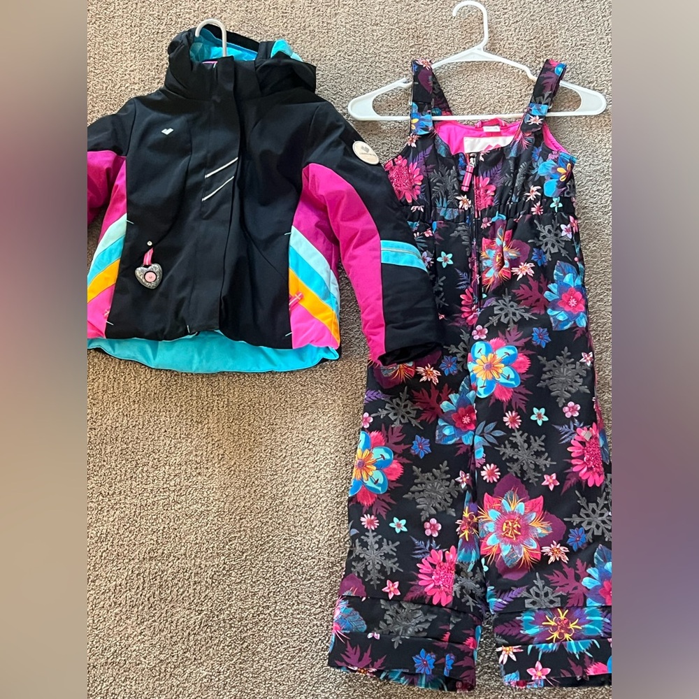 Obermeyer Pink Jacket and pants with Floral Details